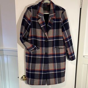Plaid Wool-Blend Coat
